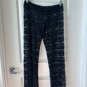 PQ Swim Black Crochet Lace Beach Pants Cover-Up XS/S